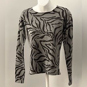 Nygard Collection Sparkly Silk Blend Zebra Print Top